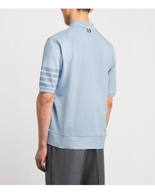 Thom Browne Blue Cotton 4-Bar Polo Shirt for men