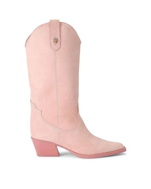 Kurt Geiger Pink Suede Kurt's Cabana Kiss Cowboy Boots