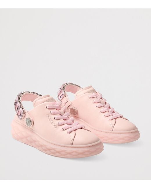 Jimmy Choo Pink Diamond Maxi Leather Slingback Sneakers