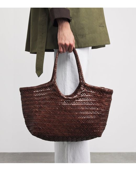 Dragon Diffusion Brown Large Leather Woven Nantucket Tote Bag