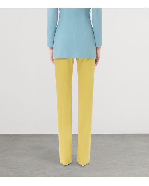 Valentino Yellow Silk-Blend Straight Trousers