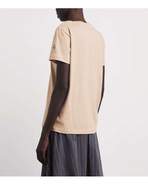 Moncler Natural Cotton Logo Embroidered T-Shirt