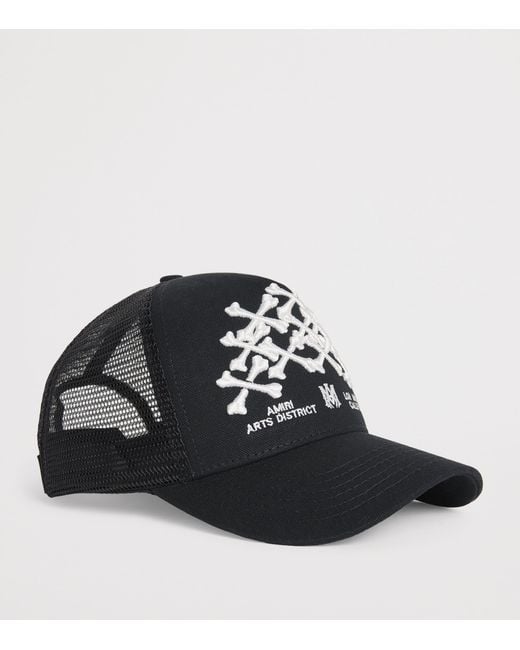 Amiri Black Stacked Bones Trucker Hat for men