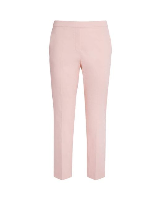 Theory Pink Linen-Blend Straight Chinos