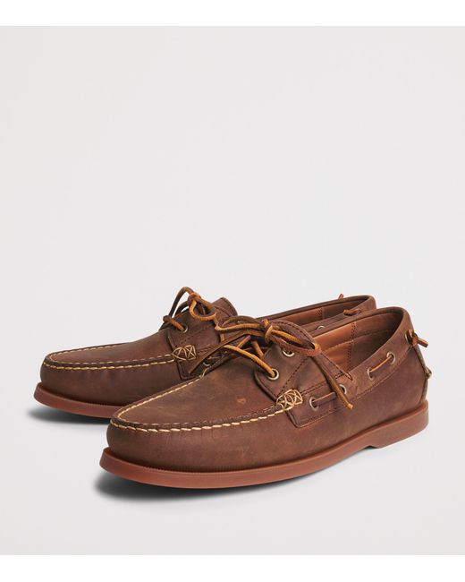 Polo Ralph Lauren Brown Leather Merton Boat Shoes