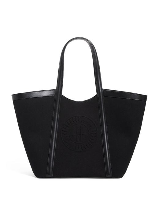 Harrods Black Large Canvas-Leather Embossed Tote Bag