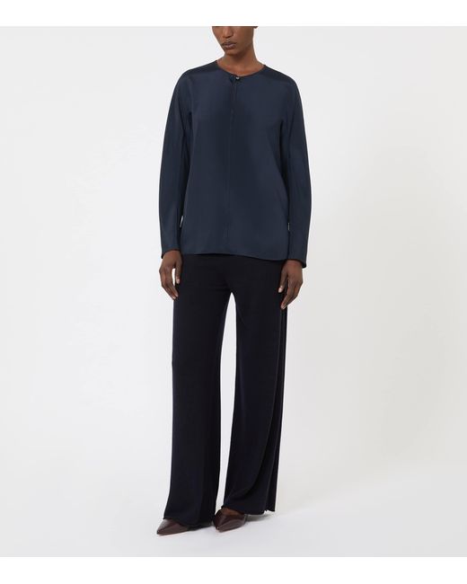 Max Mara Blue Stretch-Silk Blouse