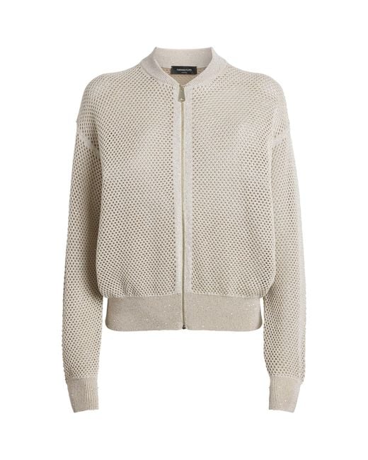 Fabiana Filippi White Sequinned Bomber Jacket