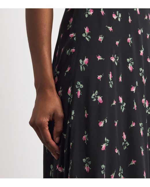 Rixo Black Rose Print Amary Maxi Dress