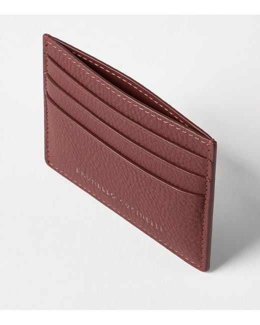 Brunello Cucinelli Red Leather Card Holder