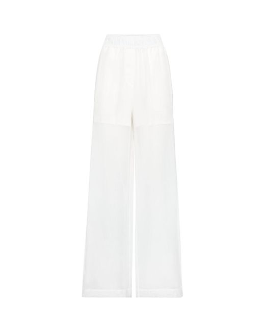 Brunello Cucinelli White Cotton Wide-leg Trousers