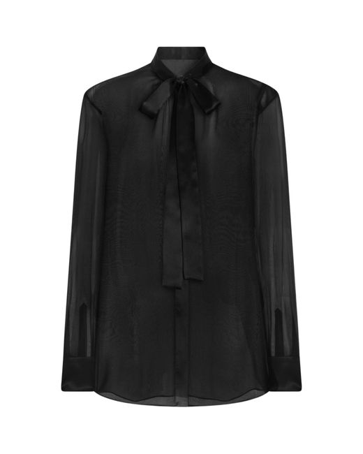 Dolce & Gabbana Black Silk Pussy Bow Blouse