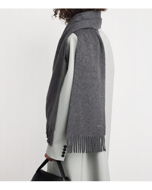 Max Mara Gray Wool Fringe Scarf