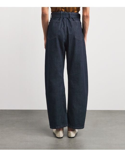 Lemaire Blue Twisted Belted Jeans
