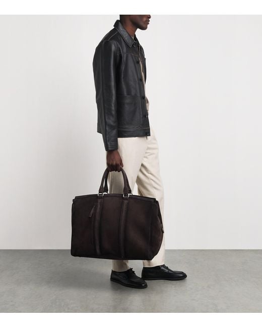 Officine Creative Black Suede Quentin Duffle Bag for men
