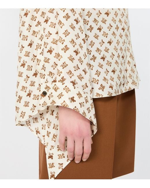 Max Mara White Silk Logo-Print Shirt