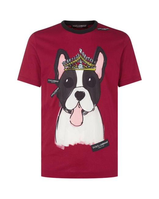 Dolce & Gabbana Red Dog Print T-shirt for men