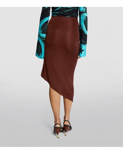 Louisa Ballou Brown Asymmetric-hem Coastline Skirt