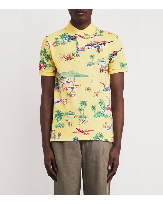 Polo Ralph Lauren Yellow Cotton Scenic Print Polo Shirt for men