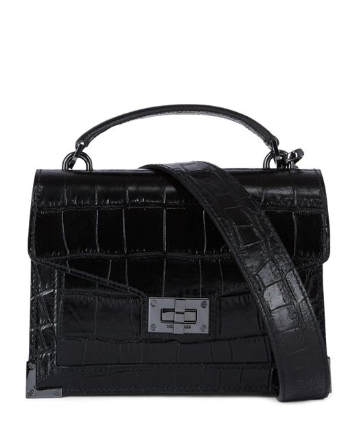 The Kooples Black Small Croc-embossed Emily Top-handle Bag