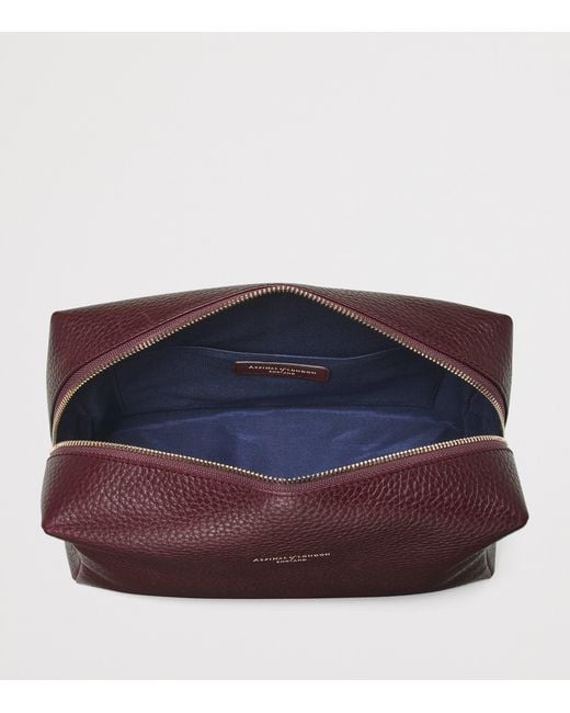 Aspinal Purple Large Leather London Cosmetic Case