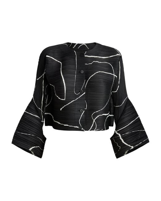 Pleats Please Issey Miyake Black Printed Pause Jacket