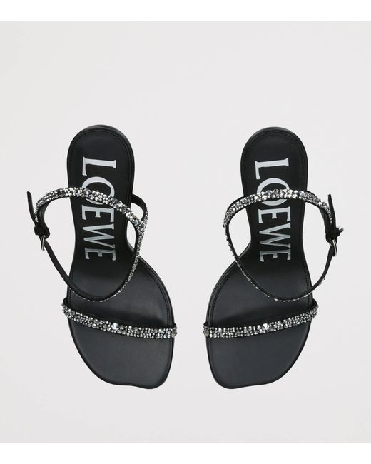 Loewe Metallic Suede Embellished Toy Heeled Sandals 90