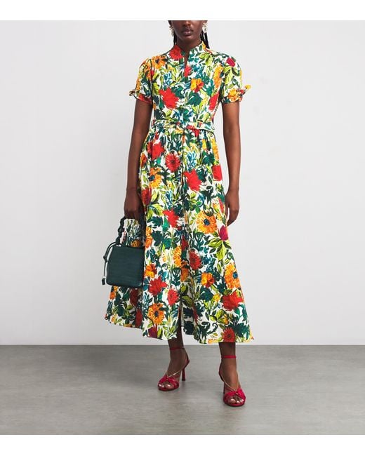 Saloni Green Cotton Ena Maxi Shirt Dress