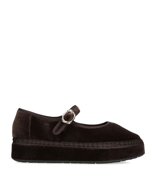 Flabelus Black Velvet Double Mary Jane Flats