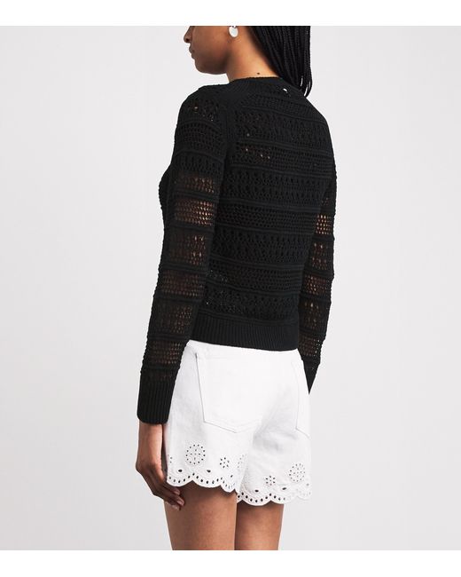 ME+EM Black Open-Stitch Cardigan