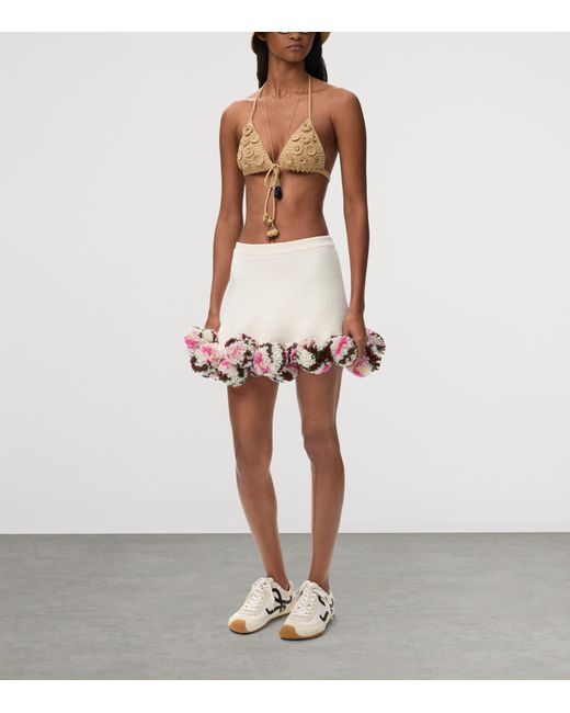 Loewe Pink X Paula' Ibiza Cotton-Blend Pom-Pom Mini Skirt