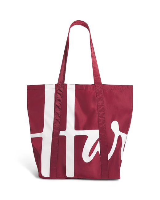 Harrods Red Logo Pocket Shopper Bag