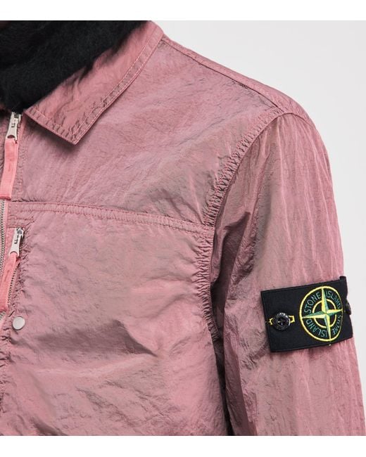 Stone Island Pink Nylon Double-Dyed Overshirt for men