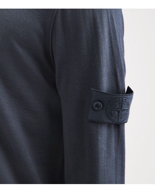 Stone Island Blue Virgin Wool Ghost Sweater for men