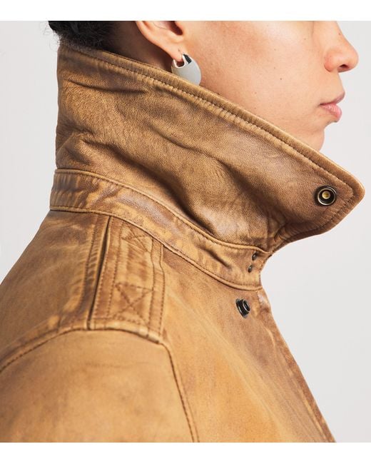 Polo Ralph Lauren Brown Distressed Leather Jacket