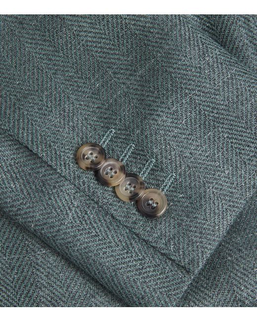 Canali Green Wool-Blend Tailored Blazer for men