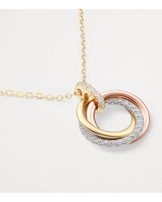 Cartier Metallic Mixed And Diamond Trinity Necklace