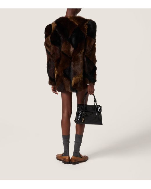 Miu Miu Black Shearling Patchwork Jacket