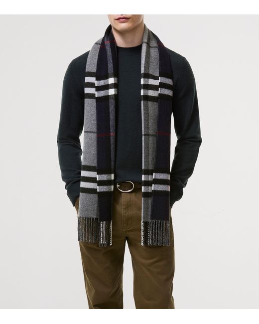 Burberry Gray Cashmere Reversible Check Scarf