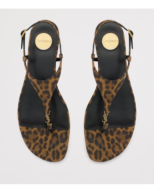 Saint Laurent Natural Leopard Print Cassandra Sandals