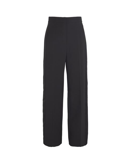 Sandro Black Wool Wide-Leg Tailored Trousers