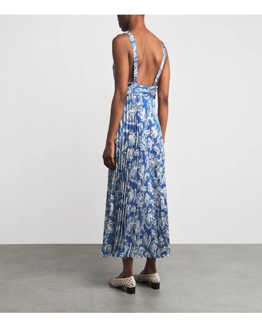 Sandro Blue Floral V-Neck Maxi Dress