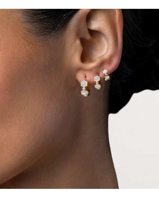 David Morris Metallic And Diamond Triolette Oval Hoop Earrings