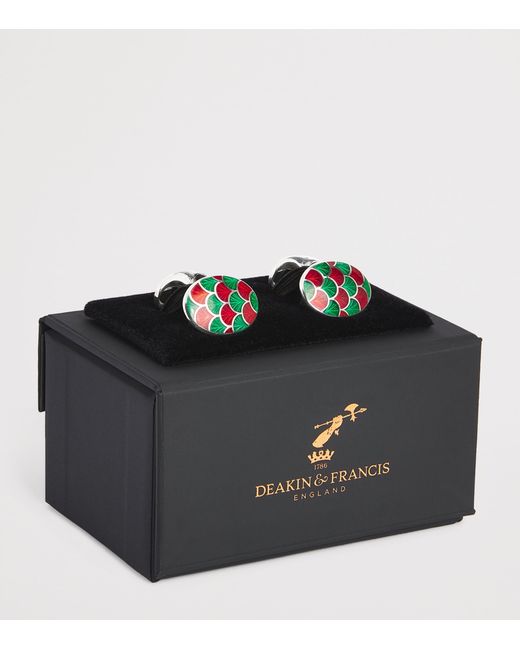 Deakin & Francis White Sterling And Enamel Oval Cufflinks for men