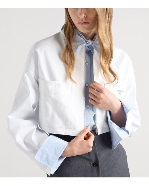 Prada White Cotton Blouson Jacket
