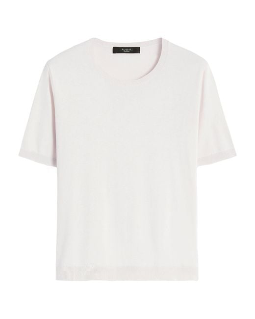 Weekend by Maxmara White Silk-Cotton Knitted Top