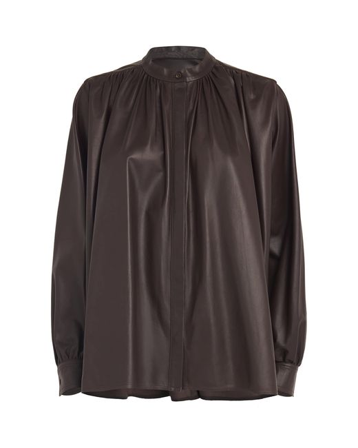 Yves Salomon Brown Leather Blouse