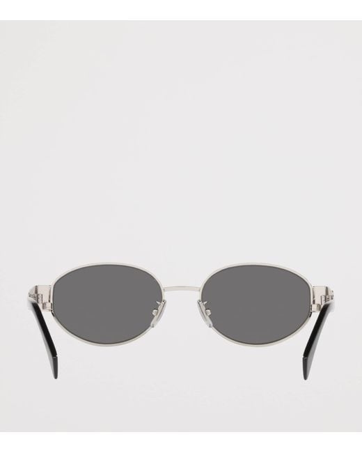 Céline Gray Metal Triomphe Oval Sunglasses
