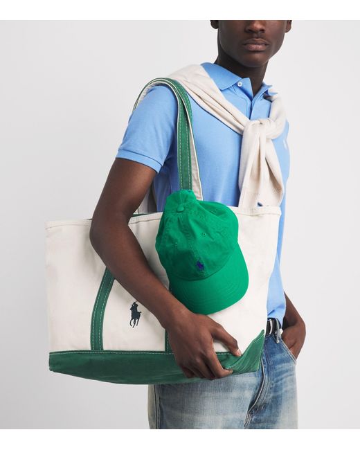 Polo Ralph Lauren White Cotton Canvas Polo Pony Tote Bag for men