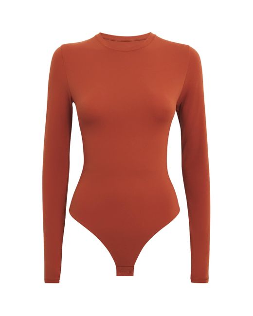 Skims Red Long-Sleeve Fits Everybody Bodysuit